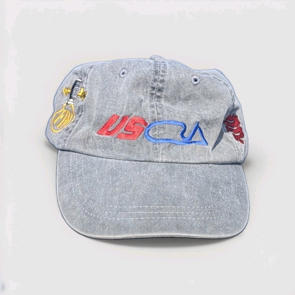 Y2K Racing Dad Hat Adam's USA Embroidered Cotton Strapback Moto Grunge